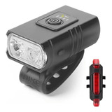 Kit Lanterna Farol Led Bike 6000 Lúmens Recarregável Usb 