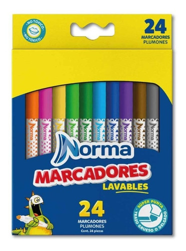 Marcadores Plumones Lavables  X 24 544609 Norma