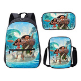 Mochilas Para Estudiantes Estuche De Lápices Moana Set De 3