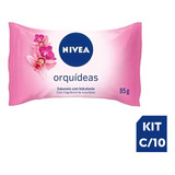 Kit 10 Sabonetes Em Barra Hidratante Nivea Orquídeas 85g