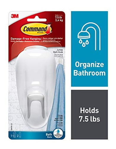 Command - Gancho De Baño Con Tiras Resistentes Al Agua, 1 Ga