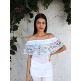 Blusa Campesina Sesgo Sisa Bordados Cartago Edis