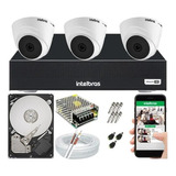 Kit Cftv 3 Câmeras Dome Hdcvi 1mp E Dvr Intelbras Mhdx 1104