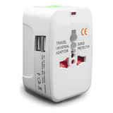 Adaptador Enchufe Viajes Con 2 Usb Us Aus Europa Uk