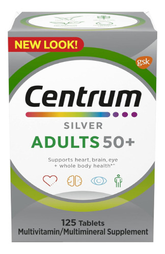 Centrum Silver Adults 50+ Americano 125 Tabs Mujer/hombre Sabor Sin Sabor