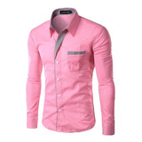 Camisa Manga Larga Elegante Diseño Nacbon Rosado