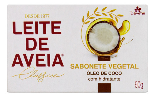 Sabão Em Barra Davene Vegetal Óleo De Coco Clássico Leite De Aveia De 90 G