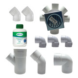 Combo Kit Desague  Cloacal P/ Baño S/caños Pvc 110mm Blanco