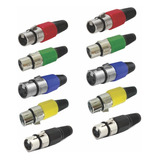 10 Pz Conector Canon Hembra Para Microfonos Dmx Xlr Colores