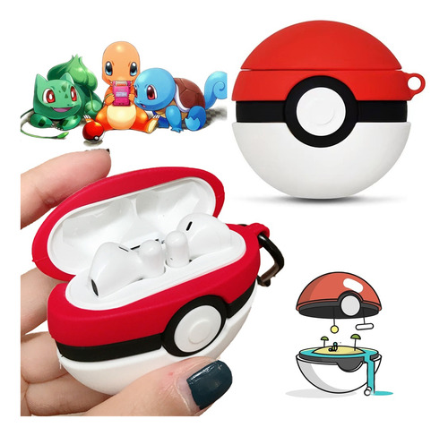 Audífonos Bluetooth Y Pokemon Pokeball Funda Protectora