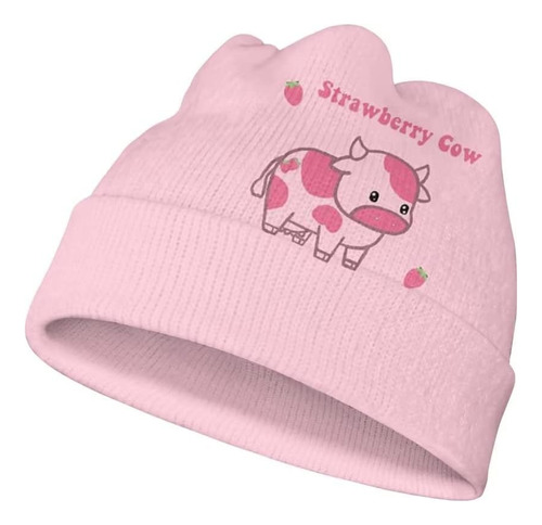 Giftpuzz Pink Strawberry Cow Beanies Para Mujeres, Hombres, 