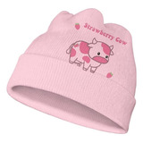 Giftpuzz Pink Strawberry Cow Beanies Para Mujeres, Hombres, 