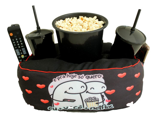 Almofada Porta Pipoca Balde, Cinema, Netflix, 2 Copos