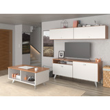 Mesa Tv Rack Nordico + Repisa Flotante + Mesa Ratona Living