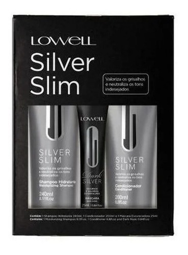 Lowell Kit Matizador Silver Slim Dark Shampoo Condic Máscara