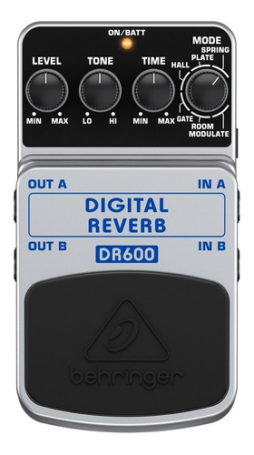 Pedal Behringer Dr600 Reverb Digital Para Guitarra Cinza