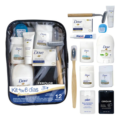 Kit De Higiene Para Viaje Mujer/hombre Premium 12 Piezas Azul