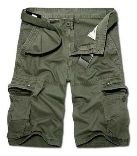 Pantalones Cortos Cargo Para Hombre Con Cinturón, Militar,23
