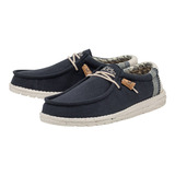 Hey Dude Zapatos Mocasines Hombre Wally Linen Natural Navy