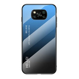 Capa Case Vidro Color Glass Azul Para Xiaomi Poco X3 Pro