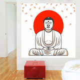 Adesivo Parede Sala Meditação Bem Estar Buda Fé Mandala Paz