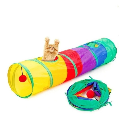 Brinquedo Para Pets Túnel Labirinto Para Gatos Colorido Luxo