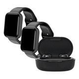 Kit 2 Relógio Smart Para Samsung Motorola E iPhone + Fone