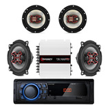 Kit Mp3 Player + Falante  5 E 6 Pol 200w + Taramps Ts400x4