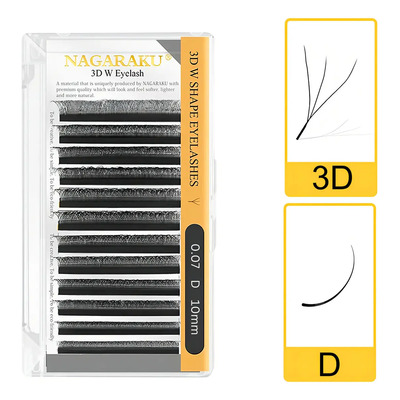 Nagaraku Extensiones De Pestañas 3 D W, Blister 3d W Color Negro Espesor 0.07 Mm Largo 1 Cm | Meses sin interés