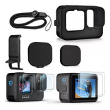 Kit Funda Silicon + Cristal Templado Correa Gopro 9 10 11