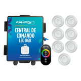 Kit 7 Led Piscina Abs Rgb 18w + Central + Controle Touch