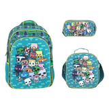 Kit De Mochila Lonchera Y Lapicera Minecraft Primaria Vs1411