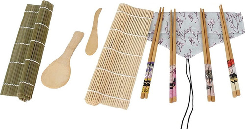 Kit Sushi Tradicional Bambu Esterillas Palillos Paleta Espat
