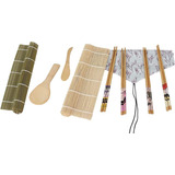 Kit Sushi Tradicional Bambu Esterillas Palillos Paleta Espat
