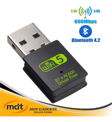 Adaptador Usb Wifi Bluetooth 4.2 600 Mbps Dual Band 2.4 5ghz