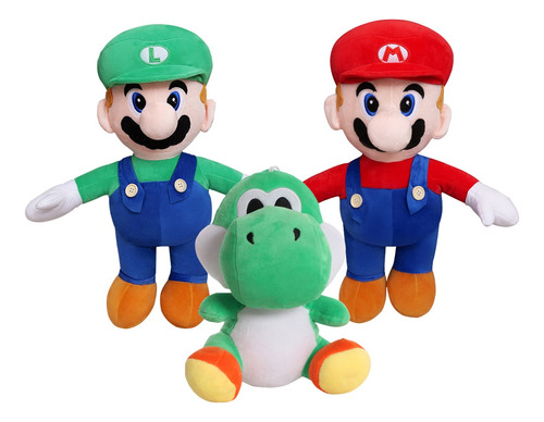 Peluche De Mario Bros Luigi Yoshi Muñeco 25 Cm, Kits 3 Pcs