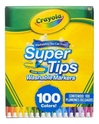 100 Plumones Super Tips Crayola Marcadores Delgados Lavables