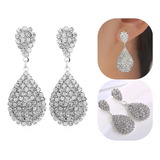  Elegantes Aretes Gota Largos Cristal Swarovski Boda Fiesta