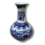 Minivaso Ceramica China Importado Azul Branco 14cm Porcelana