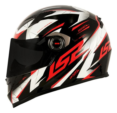 Capacete Ls2 Ff358 Draze Preto Branco E Vermelho