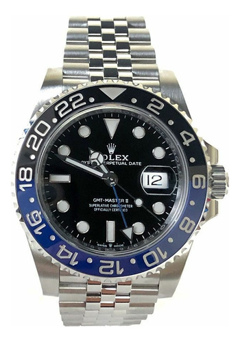 Relógio Rolex Gmt Batman Suíço Base Eta 2840 Com Caixa