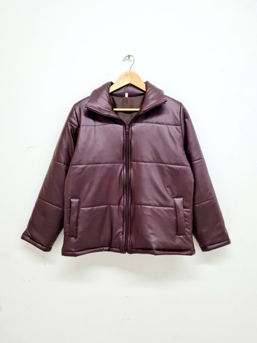 Campera Mujer Engomada Puffer Cuerina