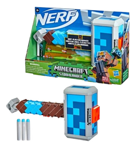 Nerf Minecraft Stormlander Martillo Con 3 Dardos