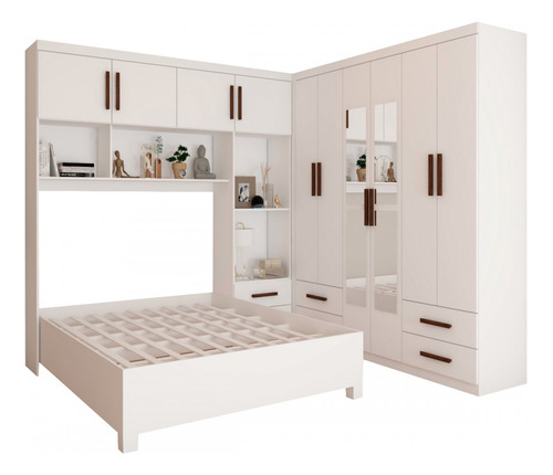 Guarda-roupa Casal Modulado Com Cama Branco Panorama