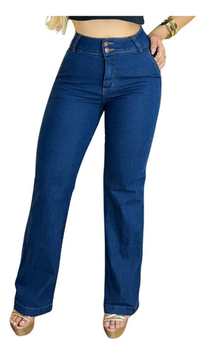 Calça Jeans Feminina Lycra Pantalona Wide Leg Até Plus Size 