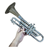 Trompete Antigo Metal Decorativo Incompleto 45x13x12cm 650g