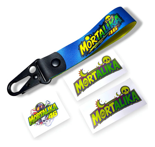 Emblema Mortalika 46 Llavero Para Moto Italika + 3 Stickers