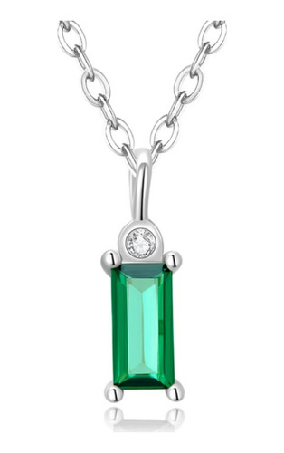 Collar Cadena Para Mujer Circón Verde Fabricado En Plata 