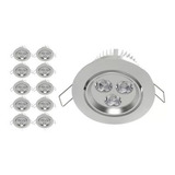 Pack X10 Unidades Focos Led Luz Fría Embutida 3 Watt