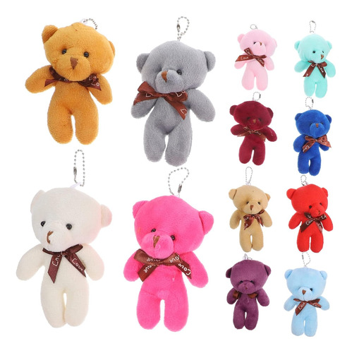 12 Llaveros Ositos Miniositos De Peluche Suave Manualidades